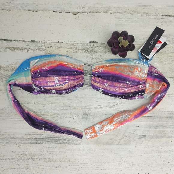 Carmen Marc Valvo Rainbow Swimwear Bikini Top - Picture 1 of 5